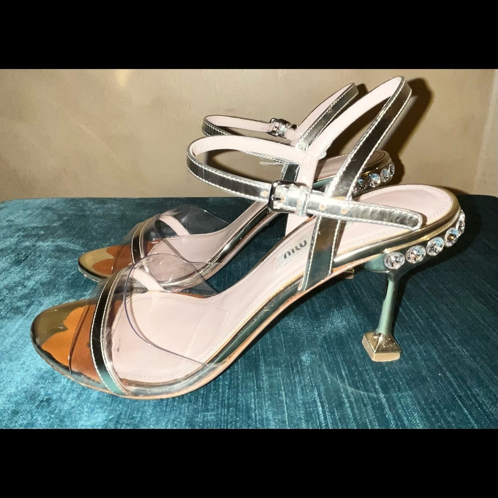 Authentic Miu Miu Gold (Pirate) Sandals With Swarovski Crystals